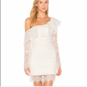 Nicholas White Eyelet long sleeve mini dress.